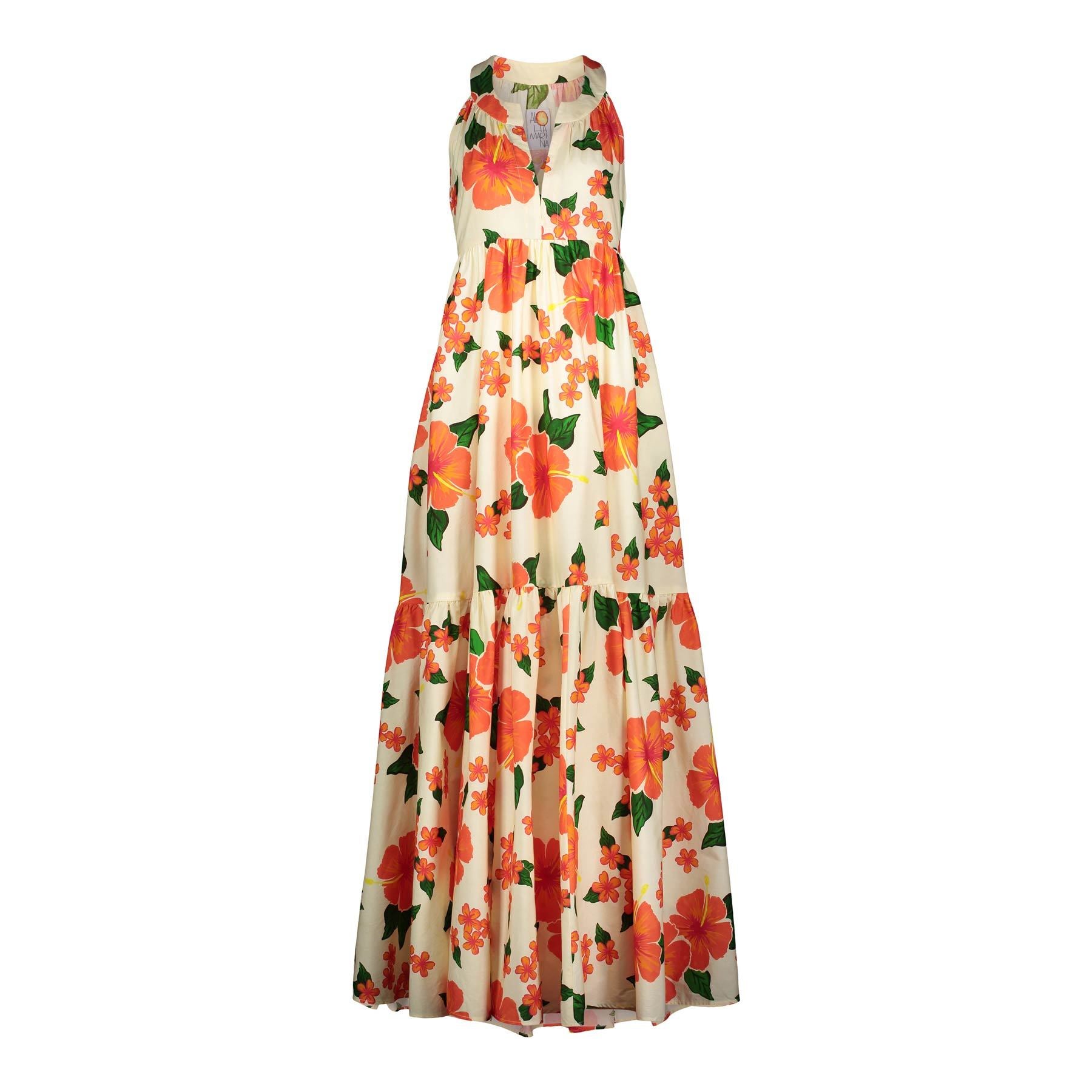 knee length dresses for ladies Lauaʻe Fern Hawaiian Print Off Shoulder Maxi-Style Dress main image 0
