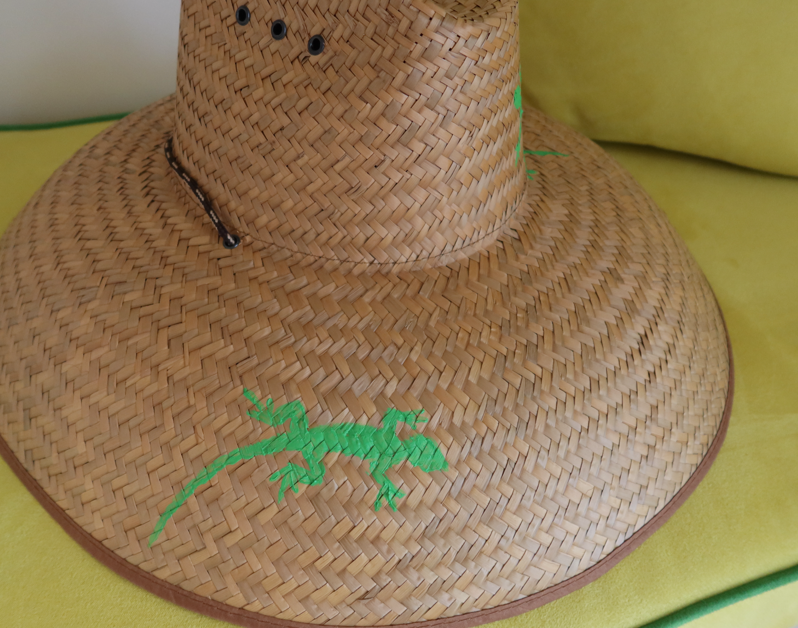 Hand Painted Straw Hat - lizards