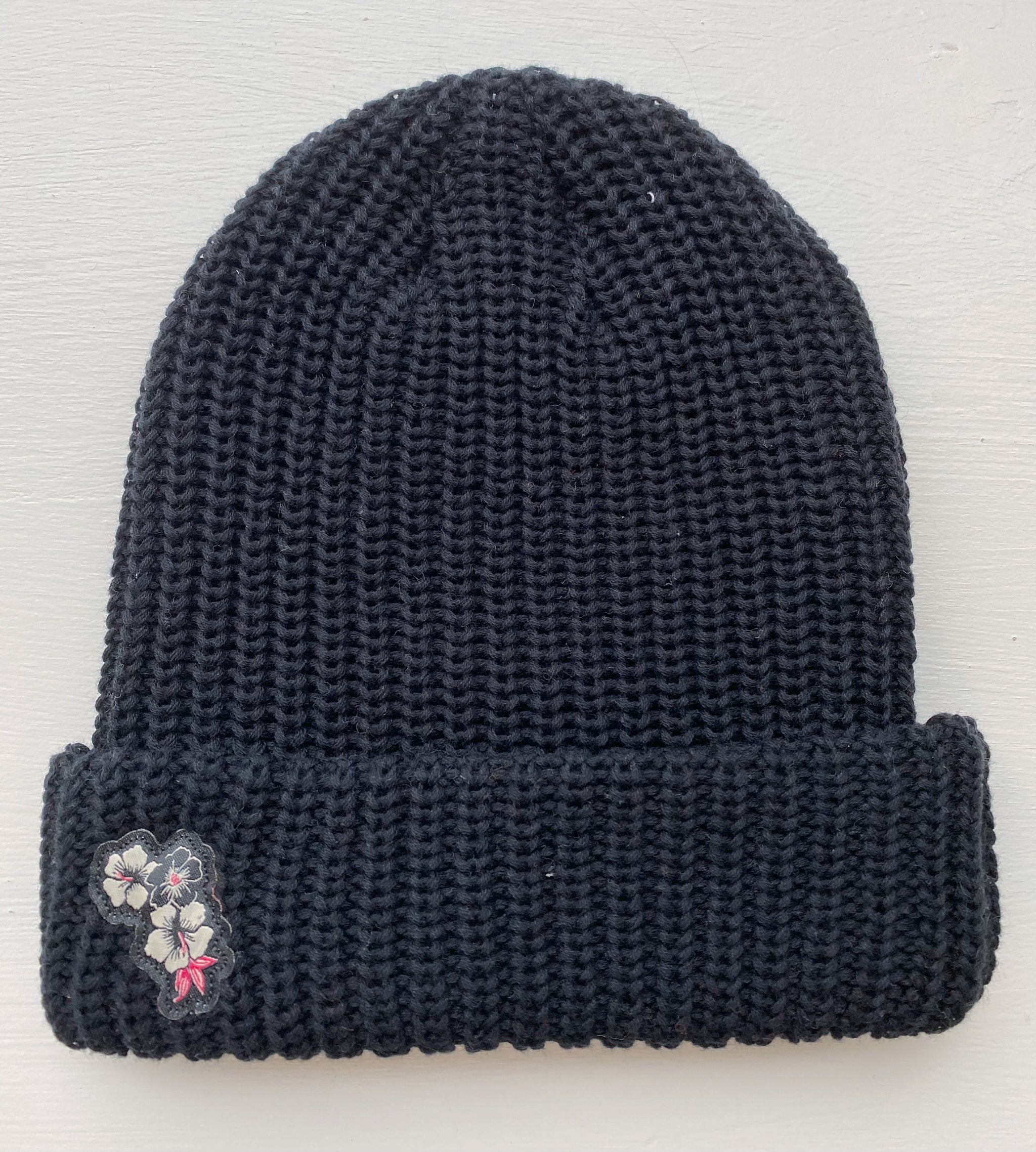 Black Hibiscus Beanie