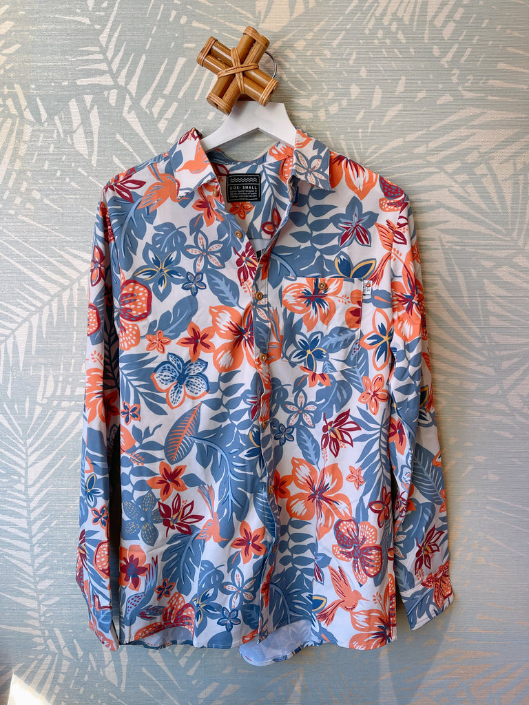 Kapalua Blue/Orange 4 Way Stretch Shirt