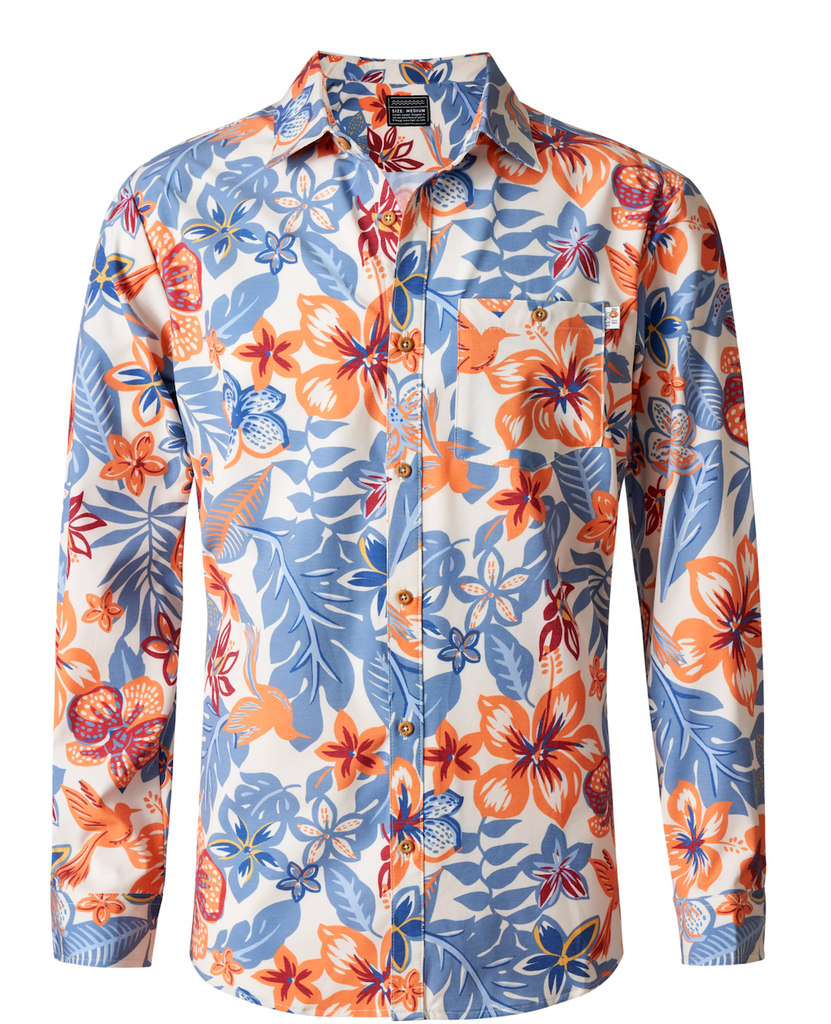 Kapalua Blue/Orange 4 Way Stretch Shirt