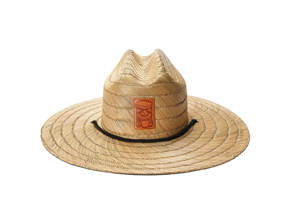 Straw Lifeguard Hat with Tiki Leather Patch
